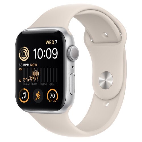 Apple Watch SE (2nd Gen) Silver Aluminum Case with Sport Band - Starlight - 44mm - S/M