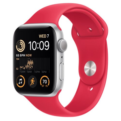 Apple Watch SE (2nd Gen) Silver Aluminum Case with Sport Band - Red - 44mm - S/M