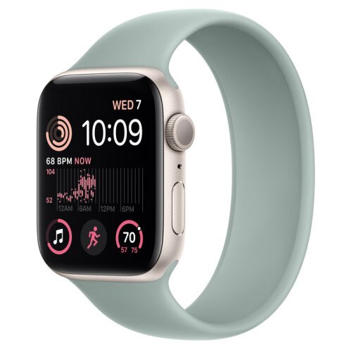 Apple Watch SE (2nd Gen) Starlight Aluminum Case with Solo Loop - Succulent - 44mm - Size-12