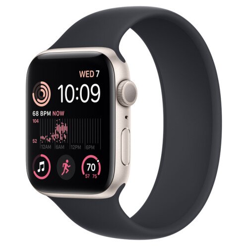 Apple Watch SE (2nd Gen) Starlight Aluminum Case with Solo Loop - Midnight - 44mm - Size-7