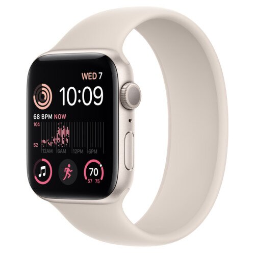 Apple Watch SE (2nd Gen) Starlight Aluminum Case with Solo Loop - Starlight - 44mm - Size-6