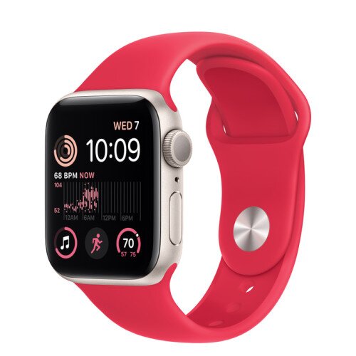Apple Watch SE (2nd Gen) Starlight Aluminum Case with Sport Band - Red - 40mm - M/L