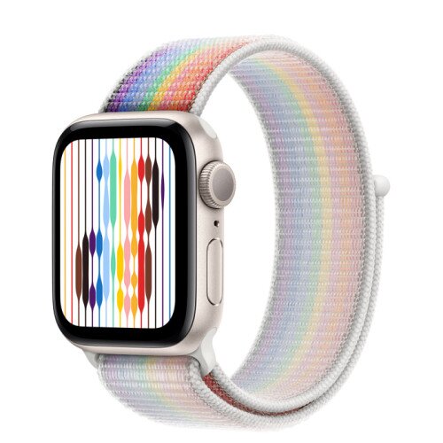 Apple Watch SE (2nd Gen) Starlight Aluminum Case with Sport Loop - Pride Edition - 40mm - Size-1