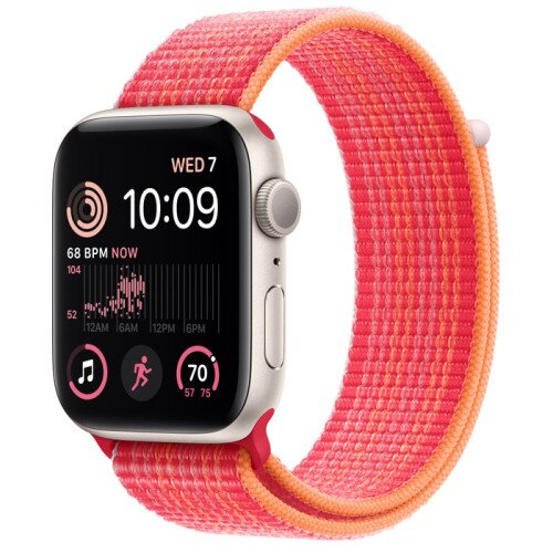 Apple Watch SE (2nd Gen) Starlight Aluminum Case with Sport Loop - Red - 44mm - Size-1