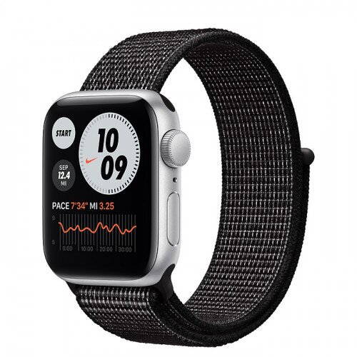 Apple Watch SE Silver Aluminum Case with Nike Sport Loop - 40mm - Black