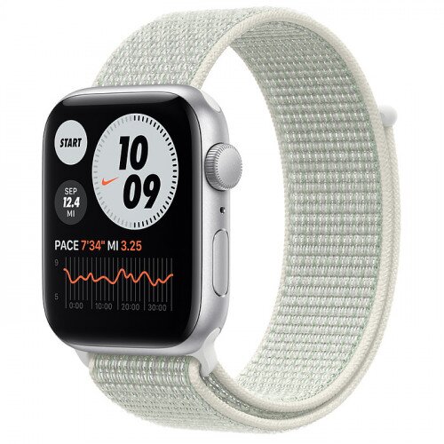 Apple Watch SE Silver Aluminum Case with Nike Sport Loop - 44mm - Spruce Aura