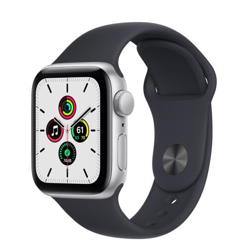 Apple Watch SE Silver Aluminum Case with Sport Band - Midnight - 40mm
