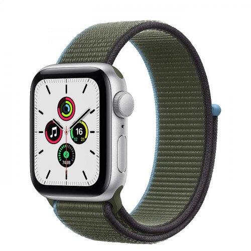 Apple Watch SE Silver Aluminum Case with Sport Loop - 40mm - Inverness Green