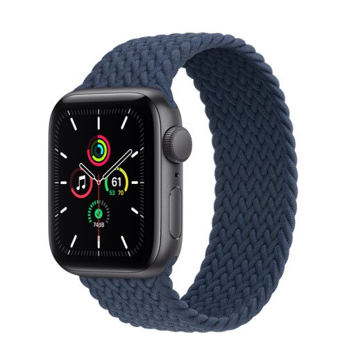 Apple Watch SE Space Gray Aluminum Case with Braided Solo Loop - Abyss Blue - 40mm - 3