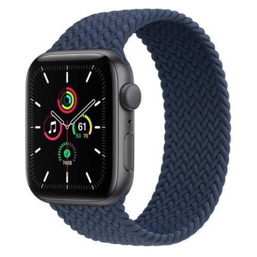 Apple Watch SE Space Gray Aluminum Case with Braided Solo Loop - Abyss Blue - 44mm - 4