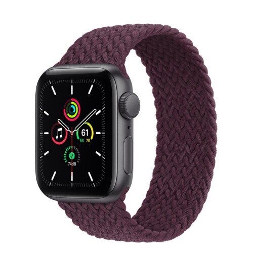 Apple Watch SE Space Gray Aluminum Case with Braided Solo Loop - Dark Cherry - 40mm - 9