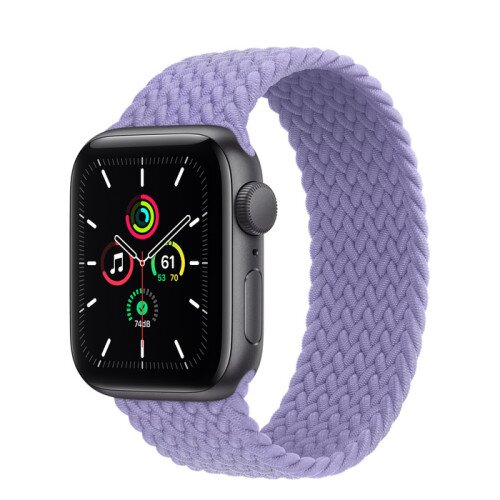 Apple Watch SE Space Gray Aluminum Case with Braided Solo Loop - English Lavender - 40mm - 4