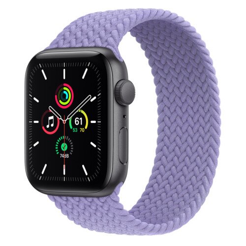 Apple Watch SE Space Gray Aluminum Case with Braided Solo Loop - English Lavender - 44mm - 9