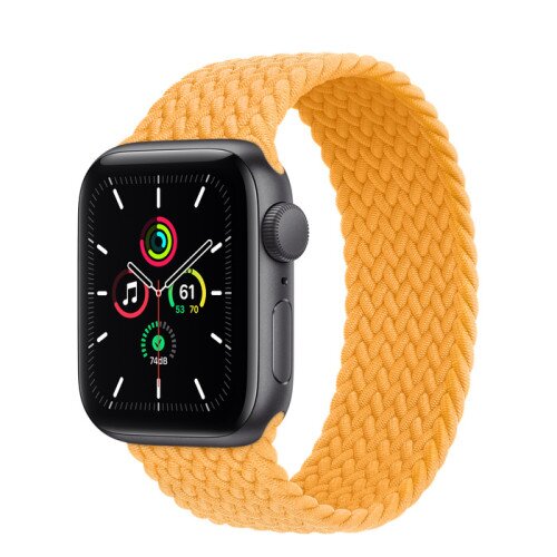 Apple Watch SE Space Gray Aluminum Case with Braided Solo Loop - Maize - 40mm - 9