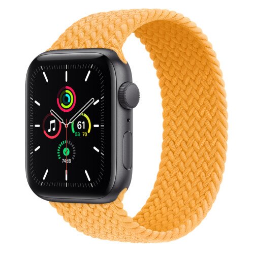 Apple Watch SE Space Gray Aluminum Case with Braided Solo Loop - Maize - 44mm - 6