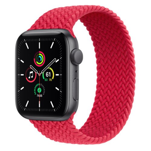 Apple Watch SE Space Gray Aluminum Case with Braided Solo Loop - Product Red - 44mm - 7