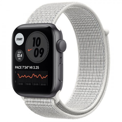 Apple Watch SE Space Gray Aluminum Case with Nike Sport Loop - 44mm - Summit White