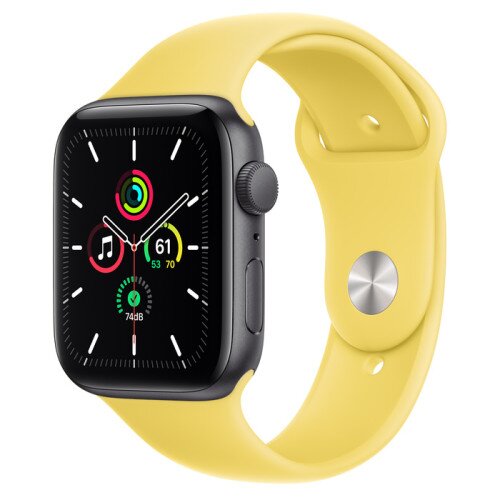 Apple Watch SE Space Gray Aluminum Case with Sport Band - Regular - 44mm - Lemon Zest