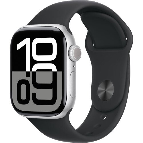 Apple Watch Series 10 - 42mm - M/L - Silver Aluminum Case - Black
