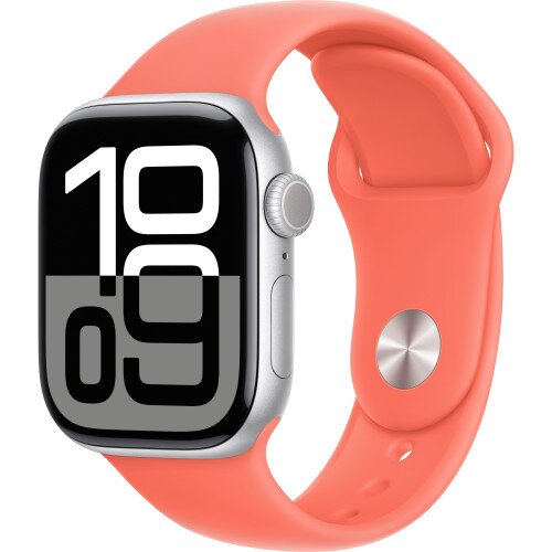 Apple Watch Series 10 - 42mm - M/L - Silver Aluminum Case - Tangerine