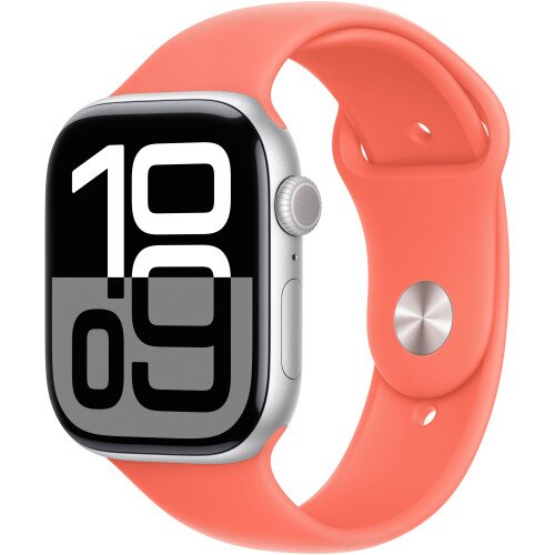 Apple Watch Series 10 - 46mm - S/M - Silver Aluminum Case - Tangerine