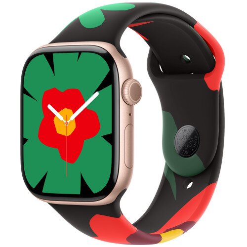 Apple Watch Series 10 - 46mm - M/L - Rose Gold Aluminum Case - Black Unity - Unity Bloom