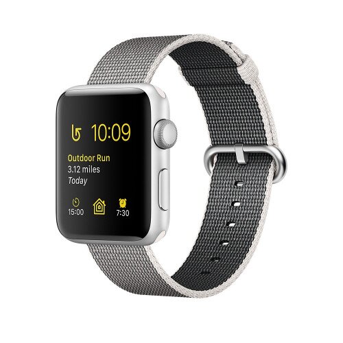 Apple Watch Series 2 - 42mm - Silver Aluminum Case - with Pearl Woven Nylon