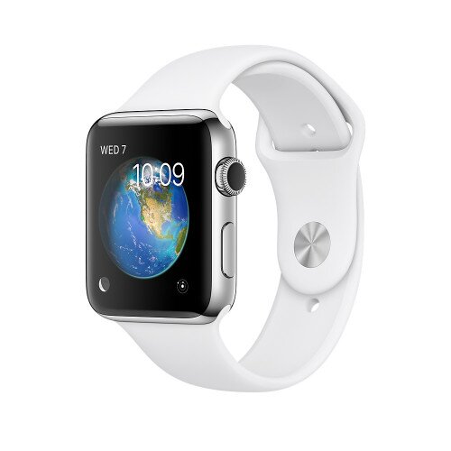 Apple Watch Series 2 - 42mm - Stainless Steel Case - with White Sport Band