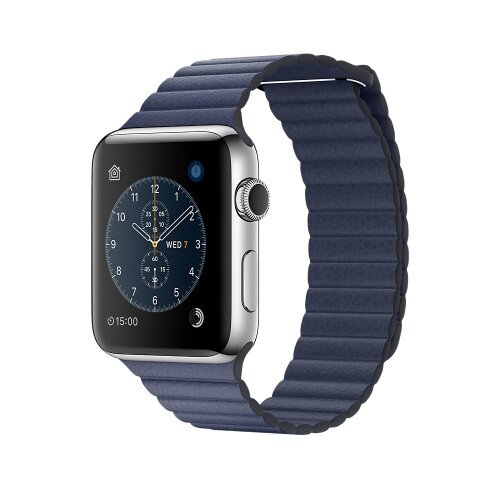 Apple Watch Series 2 Stainless Steel Case with Midnight Blue Leather Loop - Medium
