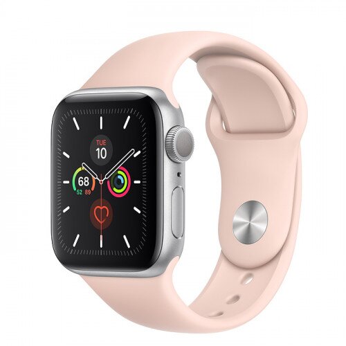 Apple Watch Series 5 with Pink Sand Sport Band - Silver Aluminum Case - 40mm
