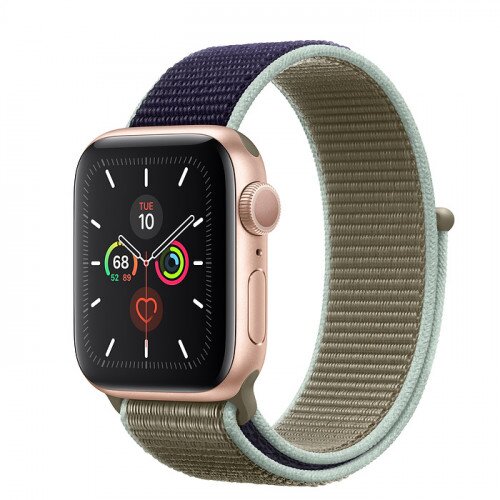 Apple Watch Series 5 with Khaki Sport Loop - Gold Aluminum Case - 44mm