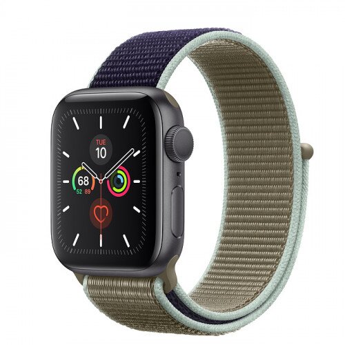 Apple Watch Series 5 with Khaki Sport Loop - Space Gray Aluminum Case - 44mm