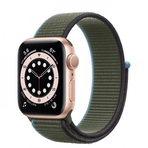 Apple Watch Series 6 Gold Aluminum Case with Sport Loop - 40mm - Inverness Green