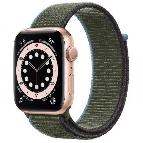 Apple Watch Series 6 Gold Aluminum Case with Sport Loop - 44mm - Inverness Green