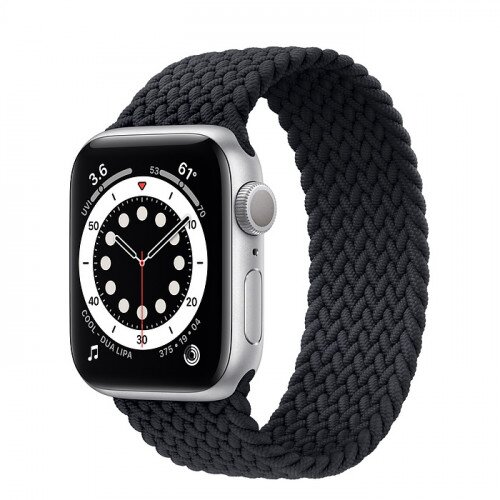 Apple Watch Series 6 Silver Aluminum Case with Braided Solo Loop - 40mm - Size-8 - Charcoal