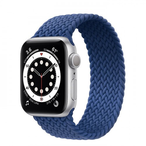Apple Watch Series 6 Silver Aluminum Case with Braided Solo Loop - 40mm - Size-6 - Atlantic Blue