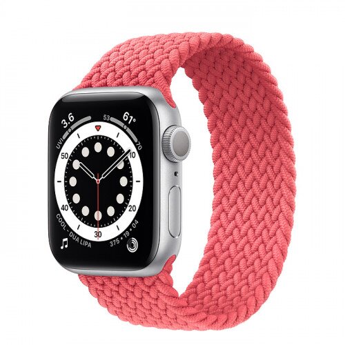 Apple Watch Series 6 Silver Aluminum Case with Braided Solo Loop - 40mm - Size-4 - Pink Punch