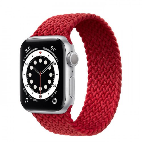 Apple Watch Series 6 Silver Aluminum Case with Braided Solo Loop - 40mm - Size-8 - Product Red
