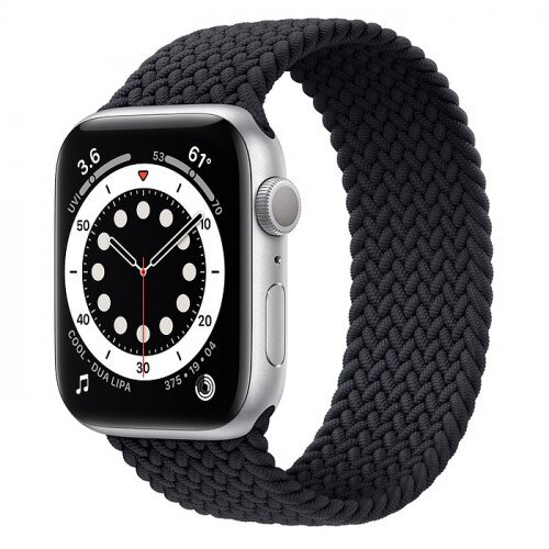 Apple Watch Series 6 Silver Aluminum Case with Braided Solo Loop - 44mm - Size-10 - Charcoal