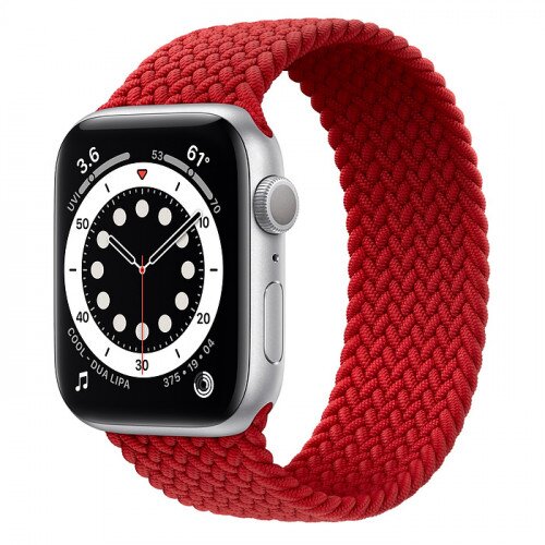 Apple Watch Series 6 Silver Aluminum Case with Braided Solo Loop - 44mm - Size-12 - Product Red
