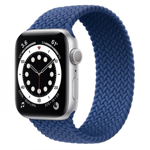 Apple Watch Series 6 Silver Aluminum Case with Braided Solo Loop - 44mm - Size-11 - Atlantic Blue