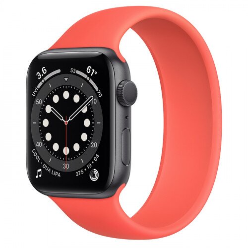Apple Watch Series 6 Space Gray Aluminum Case with Solo Loop - 44mm - Size-5 - Pink Citrus