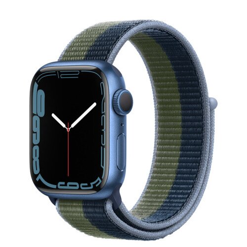 Apple Watch Series 7 Blue Aluminum Case with Sport Loop - Abyss Blue/Moss Green - 41mm