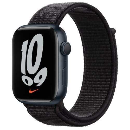 Apple Watch Series 7 Midnight Aluminum Case with Nike Sport Loop - Black - 45mm