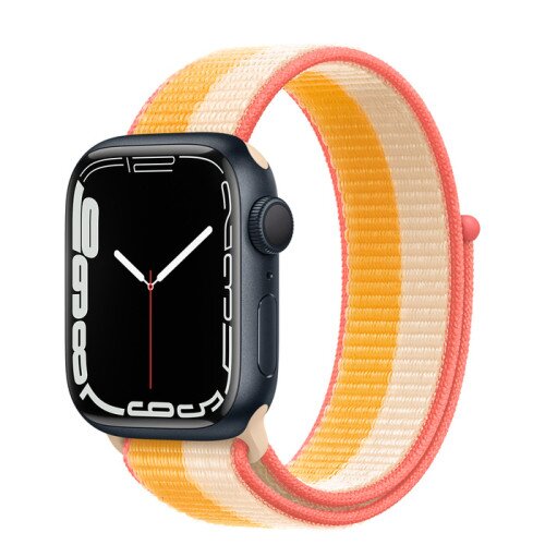 Apple Watch Series 7 Midnight Aluminum Case with Sport Loop - Maize/White - 41mm
