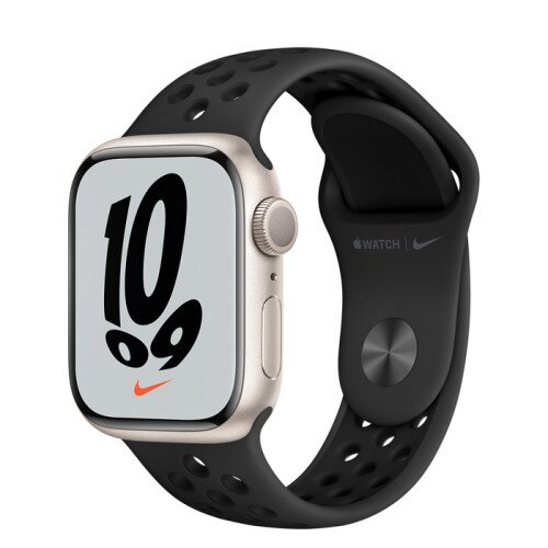 Apple Watch Series 7 Starlight Aluminum Case with Nike Sport Band - Anthracite/Black - 41mm