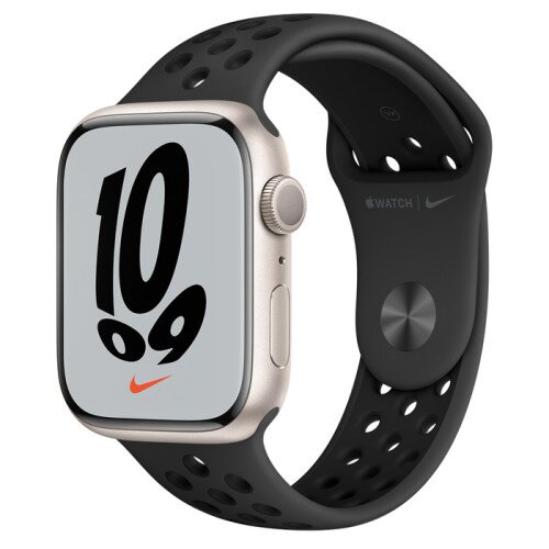 Apple Watch Series 7 Starlight Aluminum Case with Nike Sport Band - Anthracite/Black - 45mm