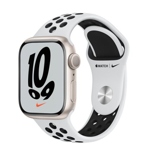Apple Watch Series 7 Starlight Aluminum Case with Nike Sport Band - Pure Platinum/Black - 41mm
