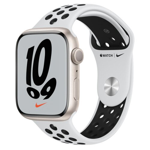 Apple Watch Series 7 Starlight Aluminum Case with Nike Sport Band - Pure Platinum/Black - 45mm
