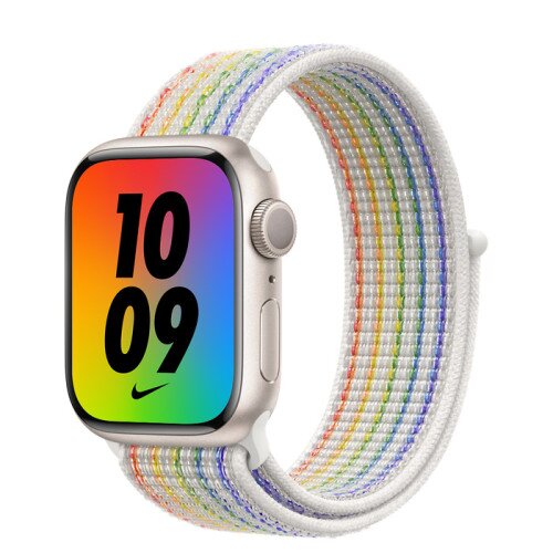 Apple Watch Series 7 Starlight Aluminum Case with Nike Sport Loop - Pride Edition - 41mm